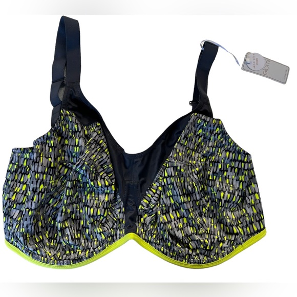 ELOMI Energise J-Hook Underwire Sports Bra 8042 Lime twist gray US size 34N NWT - Picture 6 of 14